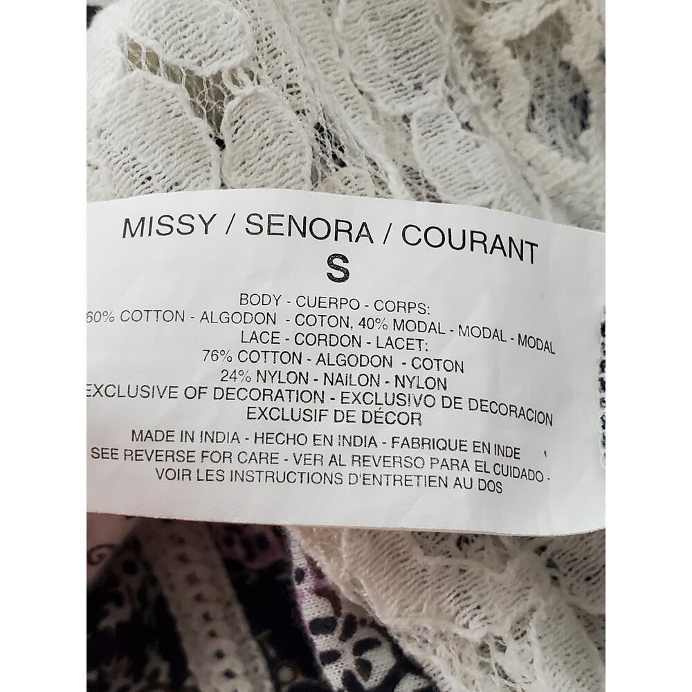 VINTAGE AMERICA BLUES Lace Sleeve Top Sz S - Picture 9 of 10